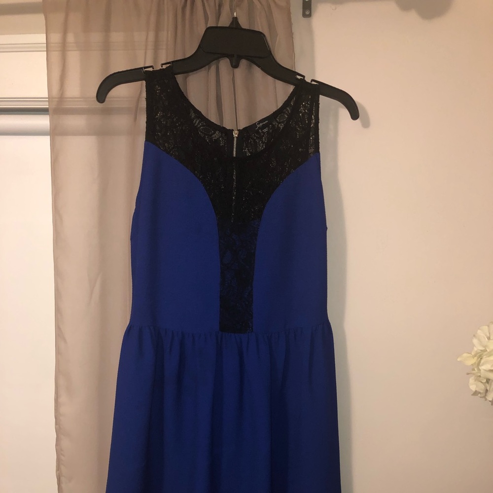 Soprano Sleeveless Black Laced Blue Dress